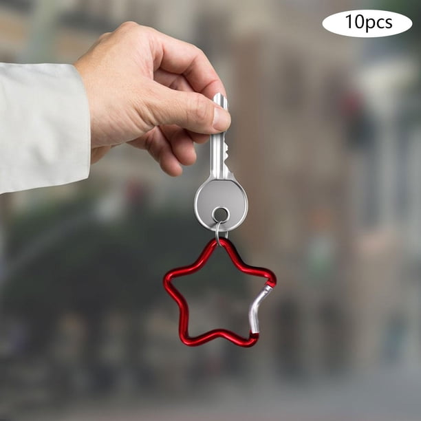 10 piezas de mosquetón En Forma de Estrella DYNWAVEMX Clips para Llavero liberación rápida Rojo