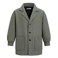 thumbnail image 2 of CHEEREAM Men's Pea Coat Slim Fit Single Breasted Short Wool Jacket Woolen Trench Coat Comfy Fashion Notched Lapel Overcoats with Pockets Army Green XL, 2 of 9