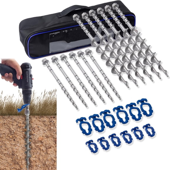 GarfatolRv Camping Ground Anchors Aluminum Screw Heavy Duty Metal Non-Rust Cast Tent Anchors in Kit for Securing Animals,Tents, Canopies, Sheds, Car Ports, Swing Sets Outdoors Beach（Blue）