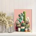 thumbnail image 2 of Pink Green Cactus Canvas Wall Art, Quirky Illustration Print, College Apartment Home Wall Decor, 2 of 8