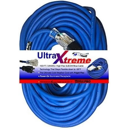 UltraXtreme Hi-Flex All Weather Illuminated Locking/ 100 FT Locking, 14AWG / Extension Cord SJEOW Blue Heavy-Duty Industrial Grade$$Tools & Hardware Other