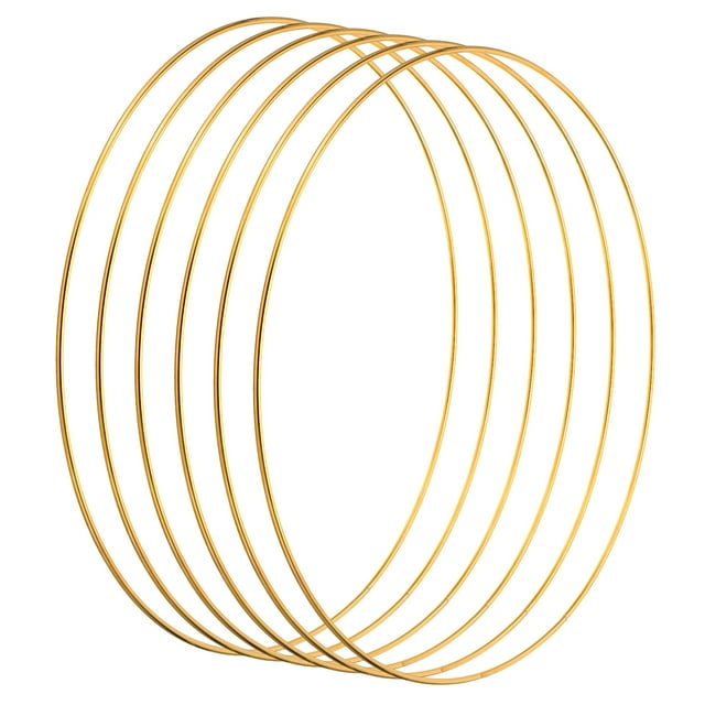 Unique Bargains Bagues Attrape-Rêves de 12 Pouces, 6 Pcs Anneau Anneau Rond en Métal Macramé Couronne Floral, Or