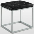 thumbnail image 4 of Posh Living Nolan Tufted Faux Leather Cube Ottoman with Metal Frame in Black, 4 of 7