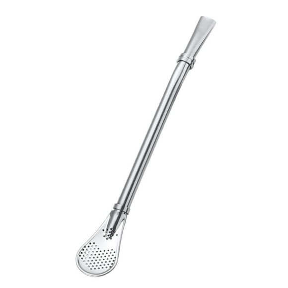 Cuchara multifuncional, pajitas, filtro de té, colador, pajitas para beber, infusor de té Plata