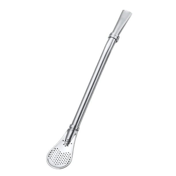 Filtro infusor de té, cuchara de café, cuchara de té, cuchara para helado, pajita para jugo, 6 colores Plata