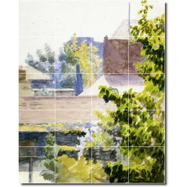 Ceramic Tile Mural-Thomas Anschutz Garden Floor Tile Mural 3. 17" w x 21.25" h using (20) 4.25 x 4.25 ceramic tiles
