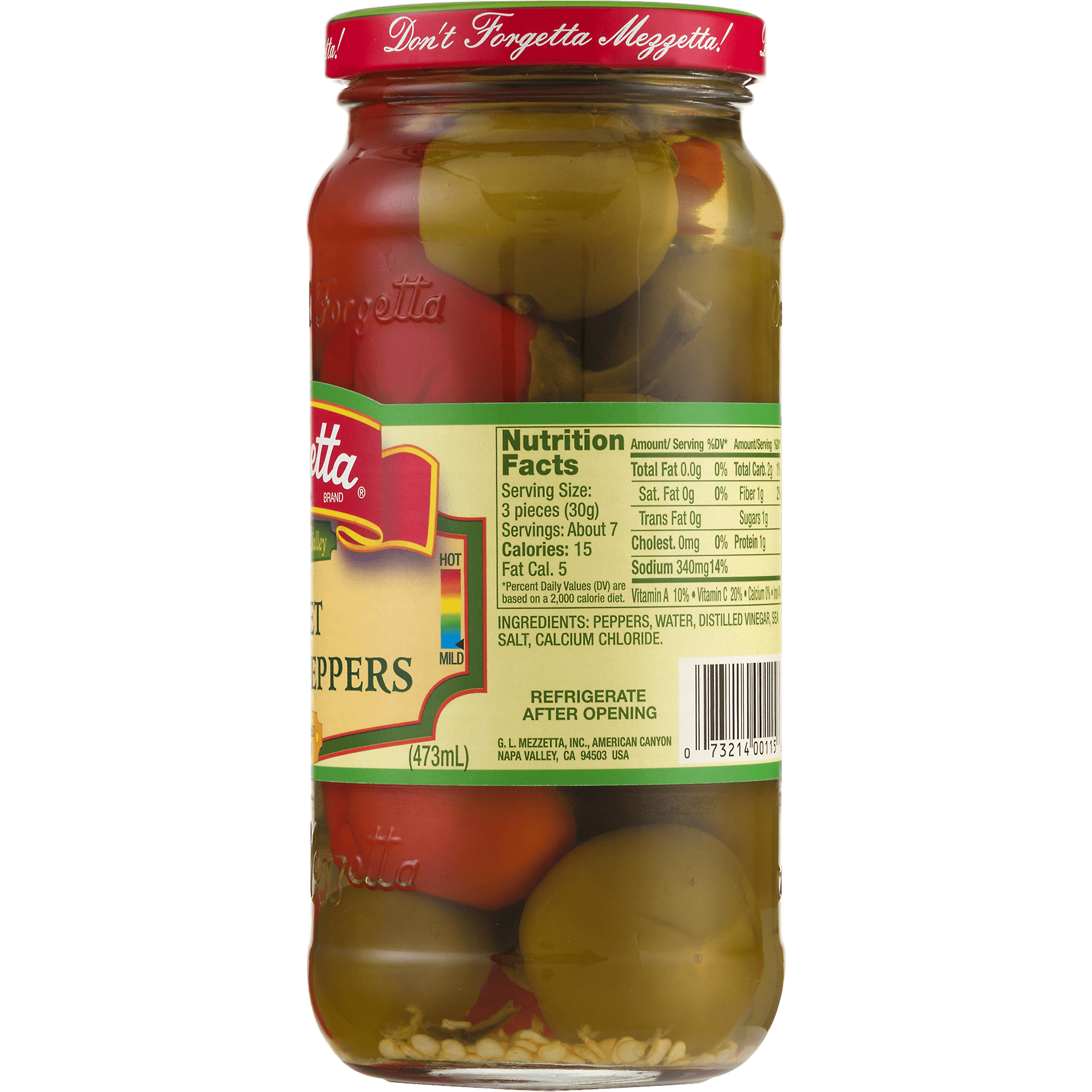 (3 pack) Mezzetta Sweet Cherry Peppers, 16.0 FL OZ