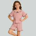 thumbnail image 4 of BOOMNY Girls 2 Peice Pajamas Sets Soft Short Sleeve Sleepwear Tops Shorts Pjs Set for Kids Cozy Loungewear Homewear, 4 of 9