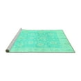 thumbnail image 2 of Ahgly Company Machine Washable Indoor Square Oriental Turquoise Blue Traditional Area Rugs, 5' Square, 2 of 4
