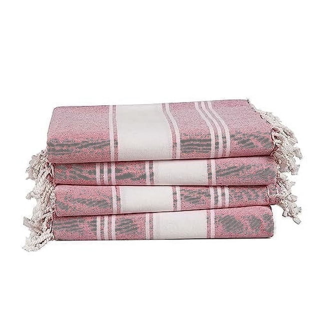 Casa Platino Toallas de Playa de Algodón Hammam 4 Pack – Tamaño Grande, Secado Rápido, Perfectas para Adultos Que Buscan Estilo y Comodidad en Sus Viajes – Rosa Cashmere