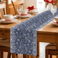 thumbnail image 5 of Navy Blue Floral Table Runner 36 Inches, Ethnic Tribe Abstract Art Flowers Bed Runner Dresser Scarves Tabletop for Indoor Outdoor Parties/Ceremony/Banquet, 13"x 36", 5 of 8