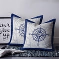 thumbnail image 2 of 24x24 Pillow Covers Set of 2, Blue Compass Nautical Throw Pillow Covers Decorative Couch Cushion Case, Coastal Abstract Art Retro Microfiber Square Pillowcases for Bedroom Car Living Room, 2 of 7