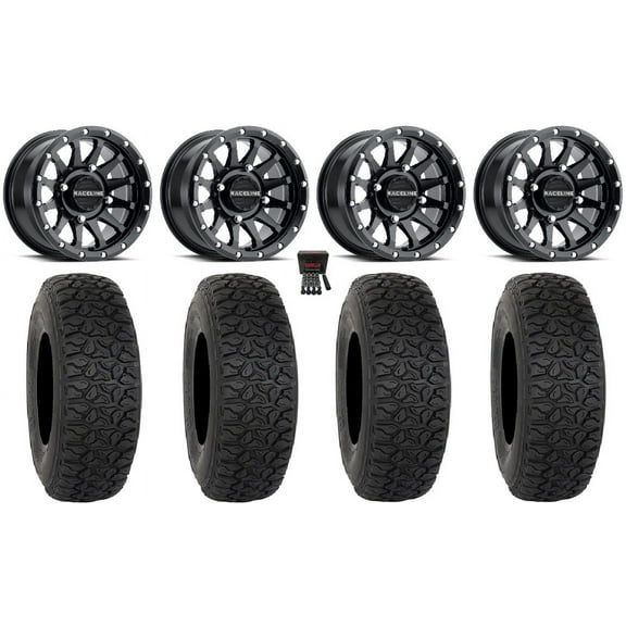 Raceline Trophy 15" Wheels Black 35" DX440 Tires Kawasaki Mule Pro FXT