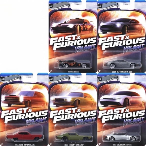 HW Silver Series Fast & Furious Villains #1-5 Set of 5 Cars HNR88