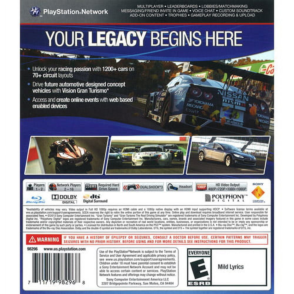Polyphony Digital Gran Turismo 6, Sony, PlayStation 3, 711719982968 