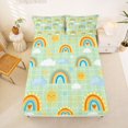 thumbnail image 4 of Manfei Grid Sky Queen Sheets, Moon Star Rainbow Queen Sheet Sets, Green, 4 Pieces, 1 Flat Sheet, 1 Fitted Sheet and 2 Pillowcases, 4 of 6