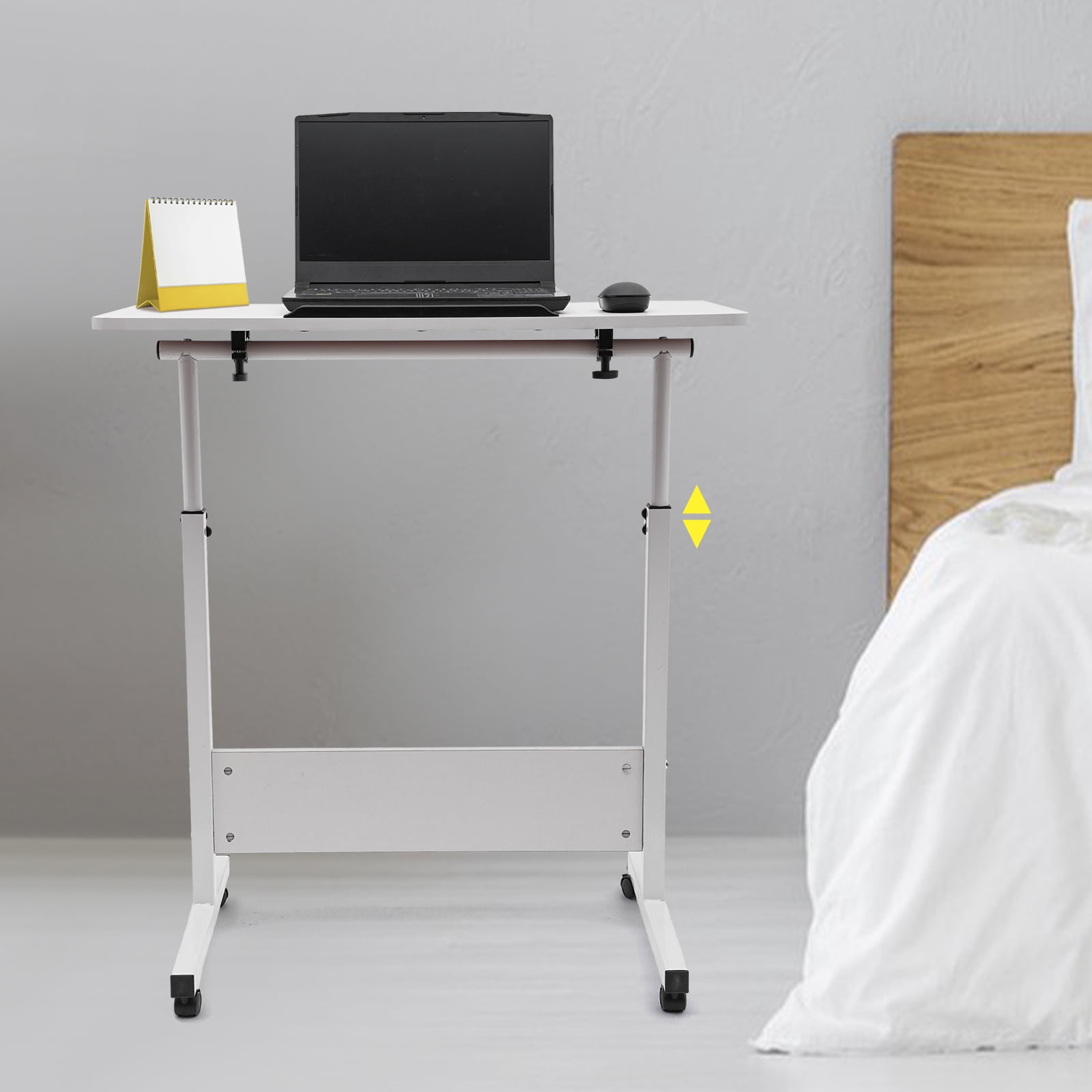 Fichiouy Mobile Standing Desk Adjustable Height Standing Desk Converter with Wheels Rolling Desk Laptop Cart for Home Office Workstation Rolling Desk Laptop Cart for Standing or Sitting