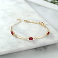 thumbnail image 3 of 18K Yellow Gold Plated Silver Ruby Red Mystic Topaz and White Lab Grown Diamond Tennis Bracelet for Women | 3.50 Cttw | Gemstone November Birthstone | Oval 7X5MM | 6 inch + 1 inch Extender, 3 of 3