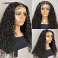 thumbnail image 4 of Lumiere Brazilian Kinky Curly Lace Front Human Hair Wigs 13×4 Lace Front Wig Cap 180% Natural Black 12", 4 of 10