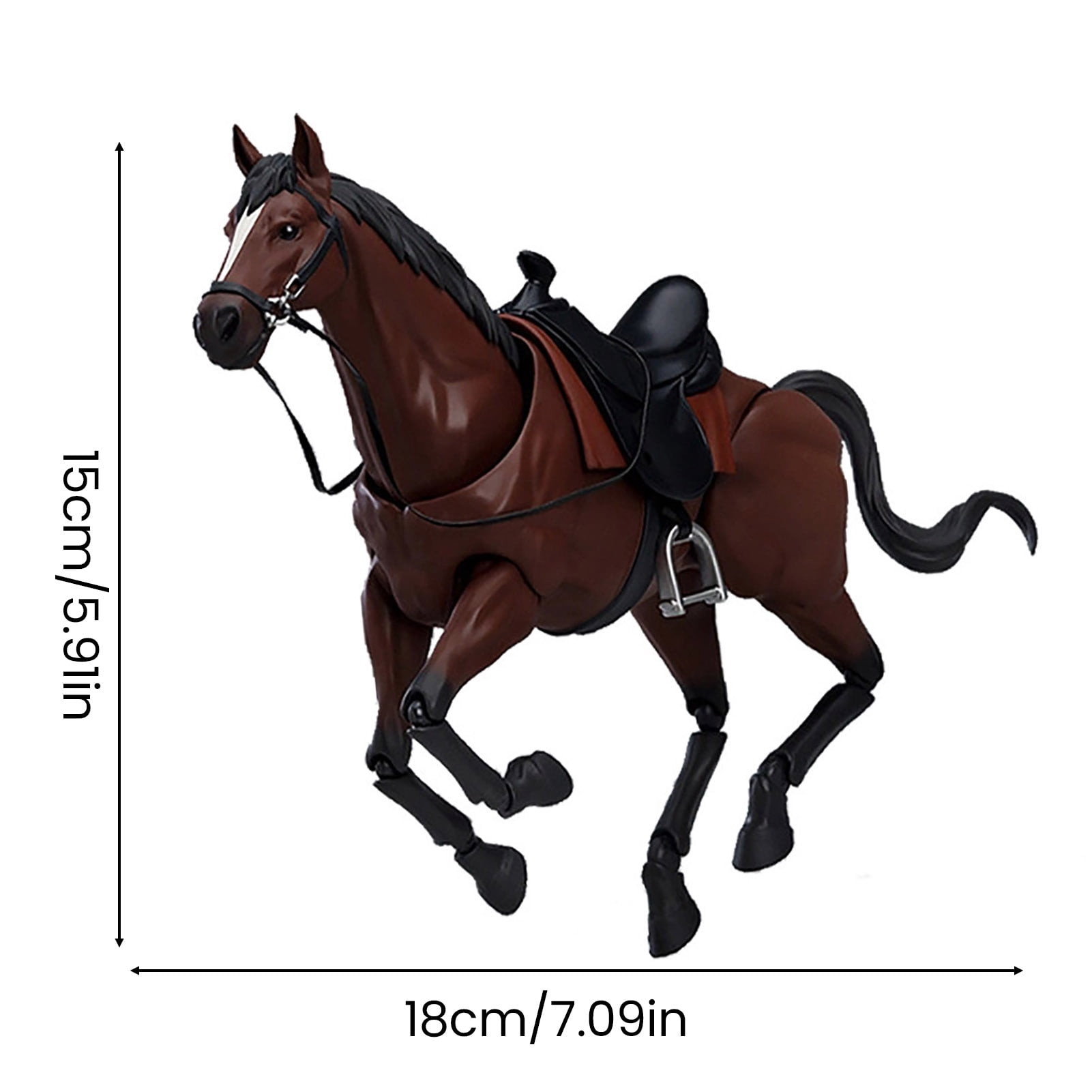 YIFAEUX PVC Horse Figure Movable Joints Simulation Horse Figurine with Saddle Miniature Horse Model Collectible Toy Decoration Ornament