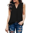 thumbnail image 4 of Otntypg Women's Chiffon Tank Tops Cute Summer Sleeveless V Neck Tunic Blouse Dressy Casual Tops Office Work Shirts Black XL, 4 of 6