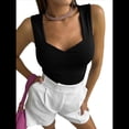 thumbnail image 3 of Camisetas Sin Mangas con Cuello en V para Mujer, Camisetas Básicas, Camisetas Corta, Camisetas y Verano, Camisetas Informales Ajustadas Acanaladas, Negras, XL, 3 of 9