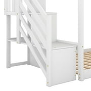 EUROCO Wood Twin over Twin Bunk Bed with Slide and Staircase, Low Profile Bunk Bed with Storage for Kids Teens