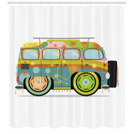 Urban Graffiti Shower Curtain Hippie Campervan With Colorful