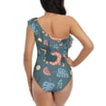 thumbnail image 5 of Easygdp Watermelons Dachshunds Women's One Shoulder Ruffle Monokini Bathing Suits with Removable Chest Pad, Quick Drying - Small, 5 of 8