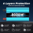 thumbnail image 3 of 8000 Watt Pure Sine Wave Power Inverter 24V DC to 110V 120V Converter for Family RV Off Grid Solar System Car with Type-C Ports 3 AC Power Outlets USB Ports LCD Display and Remote Control,blue, 3 of 4