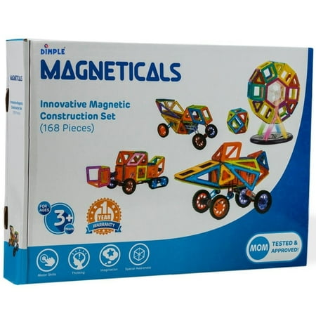 Magneticals Tile Set for Kids (168-Piece Set) Stack Create and Learn Promote Early Learning Creativity Imagination Boys and Girls by Dimple