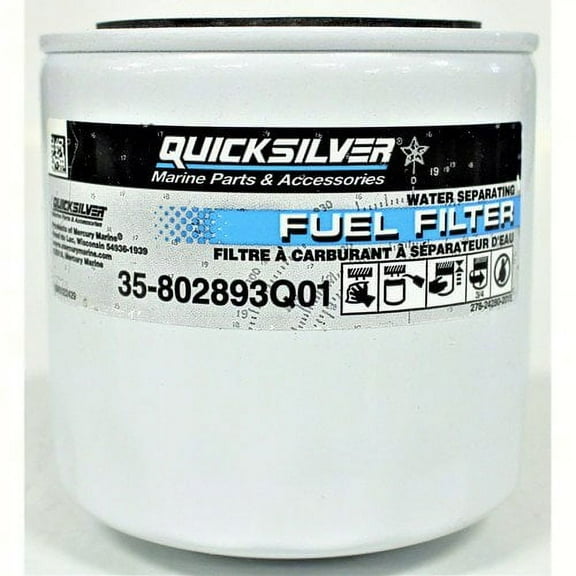 Quicksilver 802893Q01 Water Separating Fuel Filter for Mercury and Mariner Outboards, MerCruiser Sterndrive and Inboard Engines