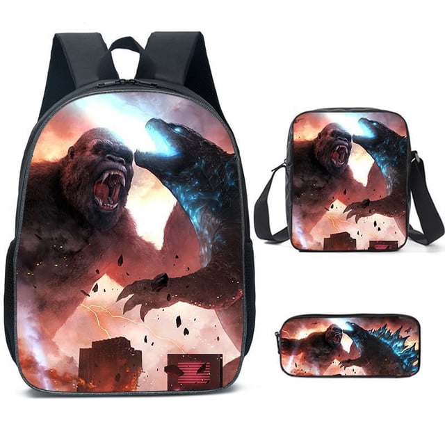 Godzilla Vs King Kong Schoolbag, Student Backpack, Godzilla Vs Kong Three-Piece Backpack-Youyoupin