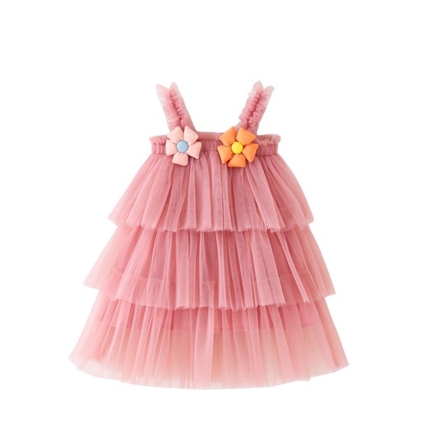 Odeerbi Las Niñas de Verano de Tul Escalonada Vestido de Flores Correa Tutu Vestido Sin Mangas Tirante de Malla Vestido