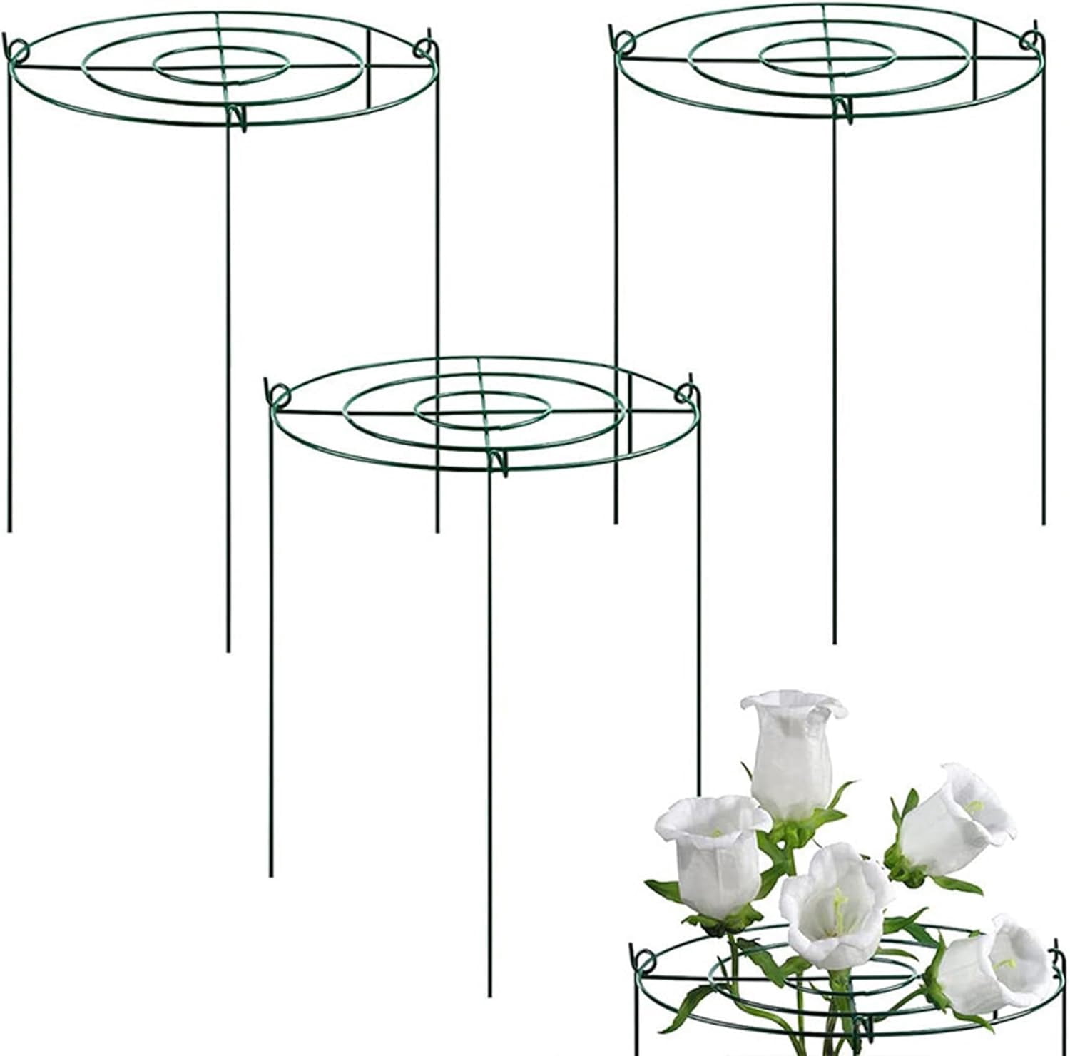 Peony Cages Set,Peony Cages and Supports 3 Pack, 12x16 Inch Heavy Duty Plant Support Cage Set for Peonies, Roses & Tomatoes – Garden Stakes & Plant Cages for Outdoor Plants
