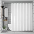 thumbnail image 1 of Cortina de Baño para Ducha, Tela Impermeable y Antimoho, con Ojales de Metal y 12 Ganchos, Tejido de Poliéster Grueso, Lavable a Máquina, Apto para Hoteles y Casa, Blanco, 1 of 4