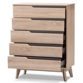 thumbnail image 5 of Hawthorne Collection Mid Century 42" Tall 5 Drawer Bedroom Chest Dresser in Light Brown and Gray, 5 of 7