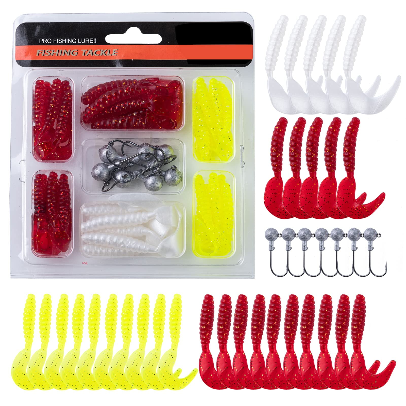 Goture Soft Plastic Bait Jigs Head Hooks Kit Crappie Jigs Tubes Baits for  Bass Trout Saltwater Freshwater Fishing 