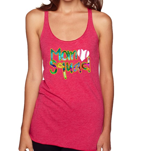 Wild Bobby, Colorful Baseball Mom Squad, Sports, Women Tri-Blend Racerback Tank Top, Shocking Pink, X-Large
