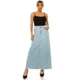 thumbnail image 2 of Be-Girl Women's Light Blue Denim Maxi Skirt, A-Line, Frayed Hem - SG-89246, 2 of 6