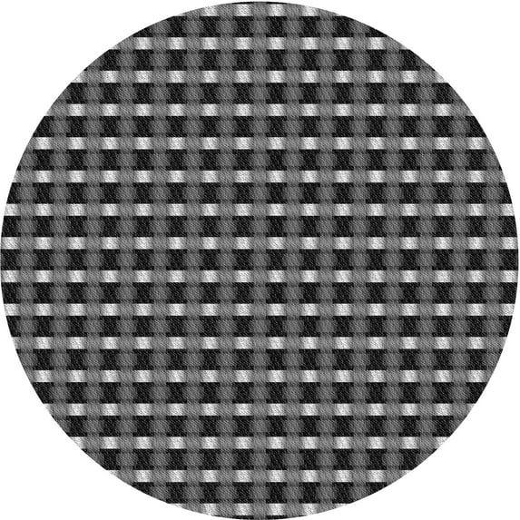 Ahgly Company Indoor Round Patterned Charcoal Black Area Rugs, 7' Round