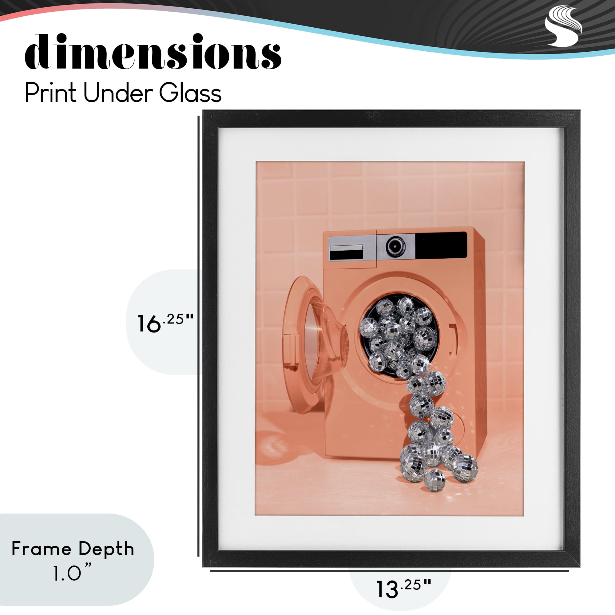 Stupell Industries Disco Laundry Machine over Orange Black Framed Print Under Glass, design by LISH Creative