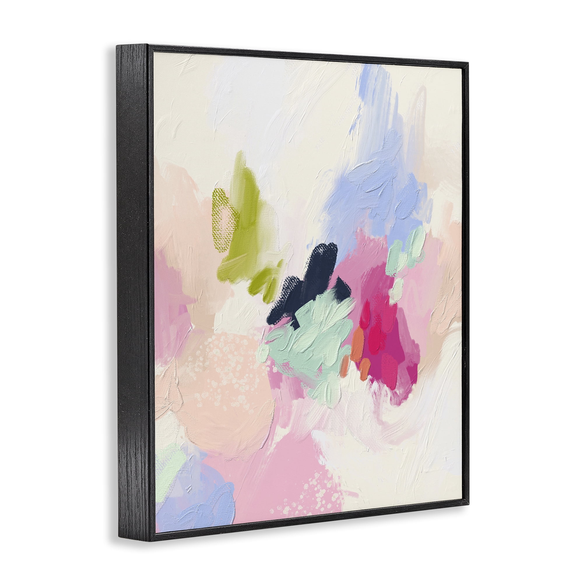 Stupell Industries Pastel Abstract Paint Strokes Abstract Painting Black Framed Art Print Wall Art, 11 x 14