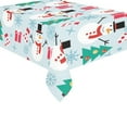 thumbnail image 1 of BSDHOME Christmas Tree Winter Snowman Snowflake Cotton Linen Tablecloth Pattern Set 60x84 Inches - White Snow Snowflake Desk Table Cloth Covers for Wedding Holiday Party Decorations, 1 of 5