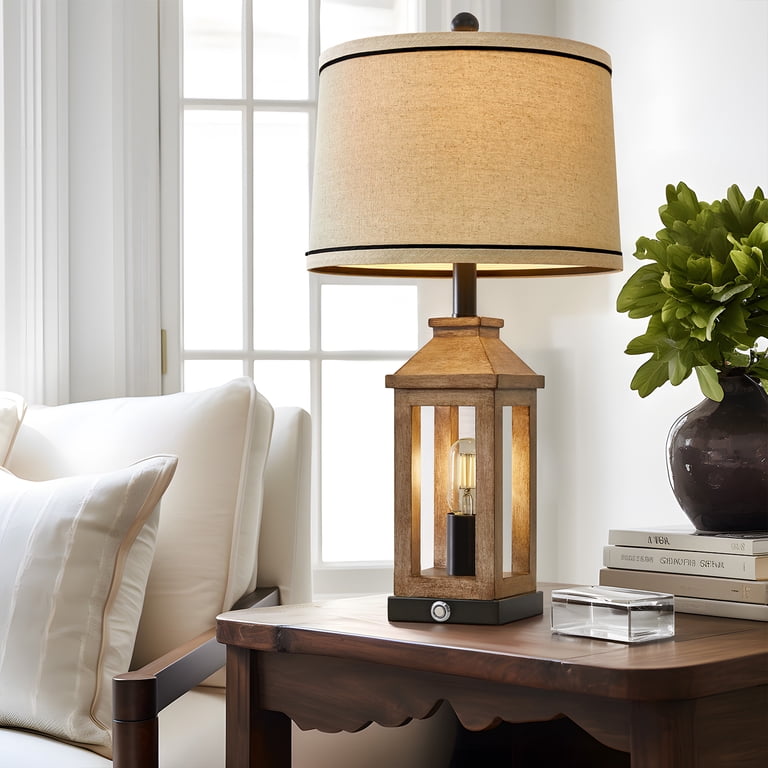 Oneach 23.75" Farmhouse Table Lamp Set of 2 with USB photo 7