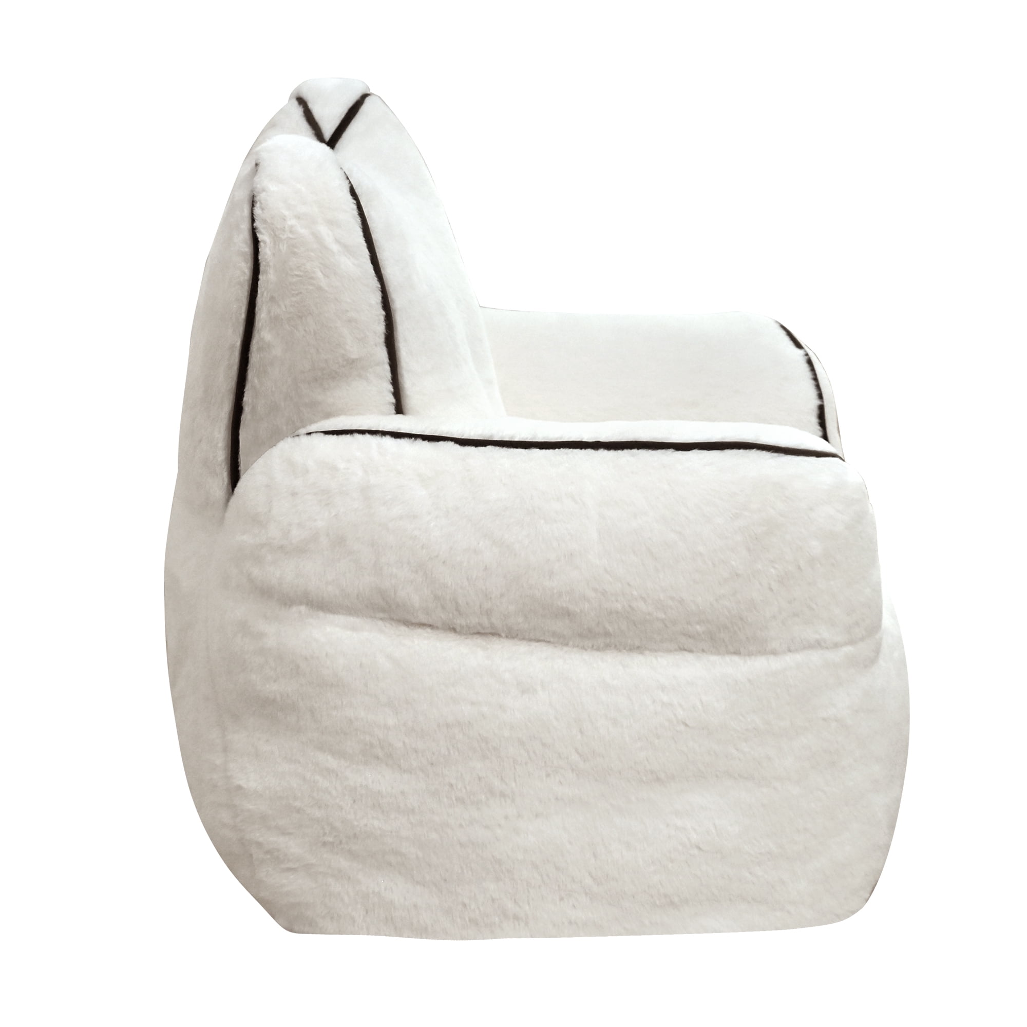 Leumius Bean Bag Chair,Faux Fur Beanbag Chair with a Color-Block and Heart-Shaped Backrest,Large Lazy Sofa for Living Room, Bedroom, Apartment,White