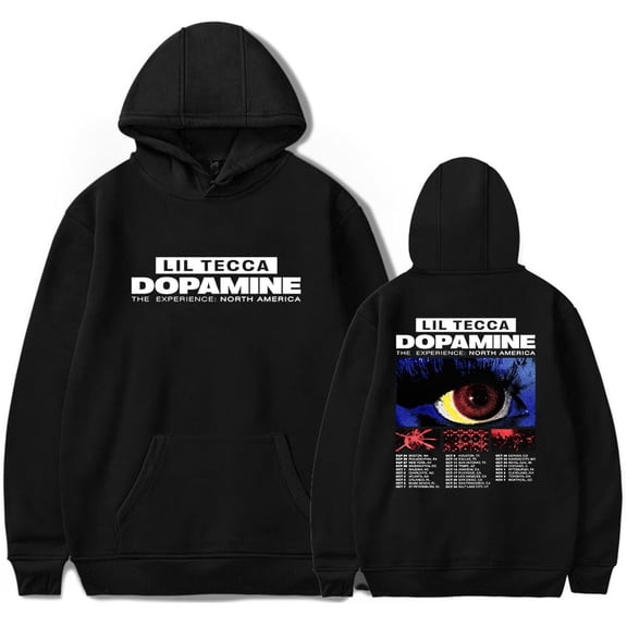 Lil Tecca "The Dopamine Experience North America Tour" Merch Unisex Cotton-Blend Long Sleeve Pullover Hoodie