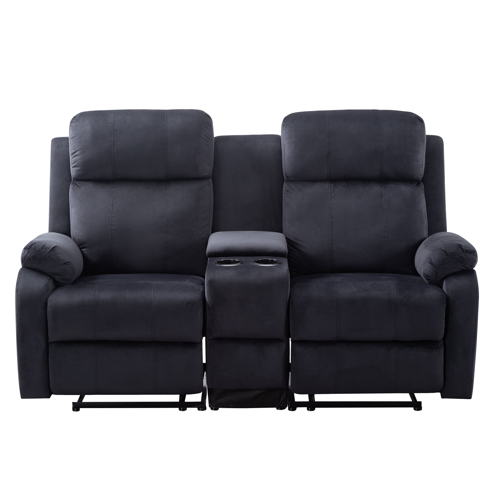 Kadyn 2-Seater Manual Recliner Living Room Set, Sectional Recliner Sofa Set with Storage Table and 2 Built-In Plastic Cup Holders, Recliner Chair Sofa Set for Your Home, Black Kadyn 2-Seater Manual Recliner Living Room Set, Sectional Recliner Sofa Set with Storage Table and 2 Built-In Plastic Cup Holders, Recliner Chair Sofa Set for Your Home, Black