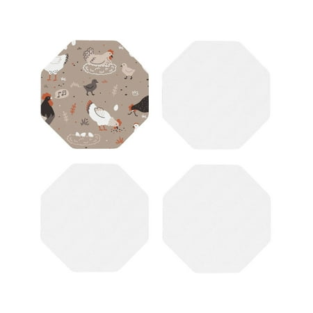 

Fuzoiu Chicken Print Leather Coasters Set Drink Coasters Set of 4 for Tabletop Protection Durable PVC Coasters Home Décor and Housewarming Gift-Octagon