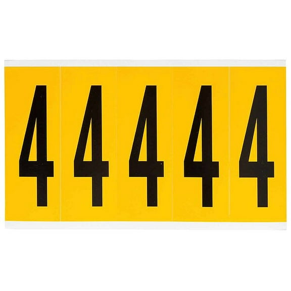 Brady Number Label, 4, 5in.Hx1-3/4in.W, Vinyl 1560-4